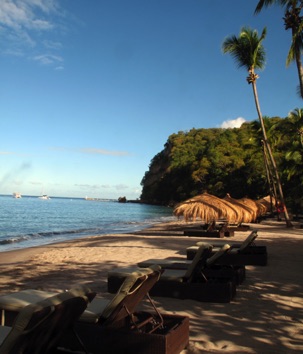 Along the beach
